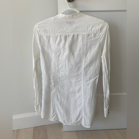 White H&M blouse with ruffle collar and roll-up sleeves - size 34 / 4 - Picture 9 of 9